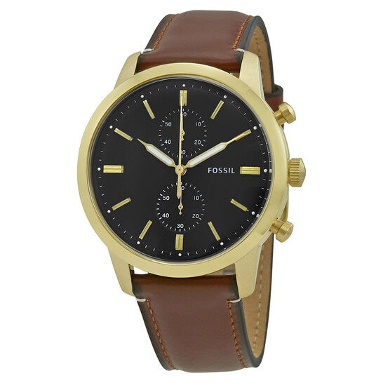  Shop Authentic Fossil Townsman Chronograph Black Dial Brown Leather Strap Watch for Men - FS5338 - Luxxuri