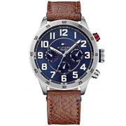  Shop Authentic Tommy Hilfiger Trent Quartz Blue Dial Brown Leather Strap Watch for Men - 1791066 - Luxxuri