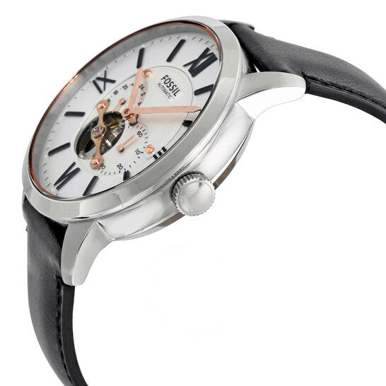  Shop Authentic Fossil Townsman Automatic White Dial Black Leather Strap Watch for Men - ME3104 - Luxxuri
