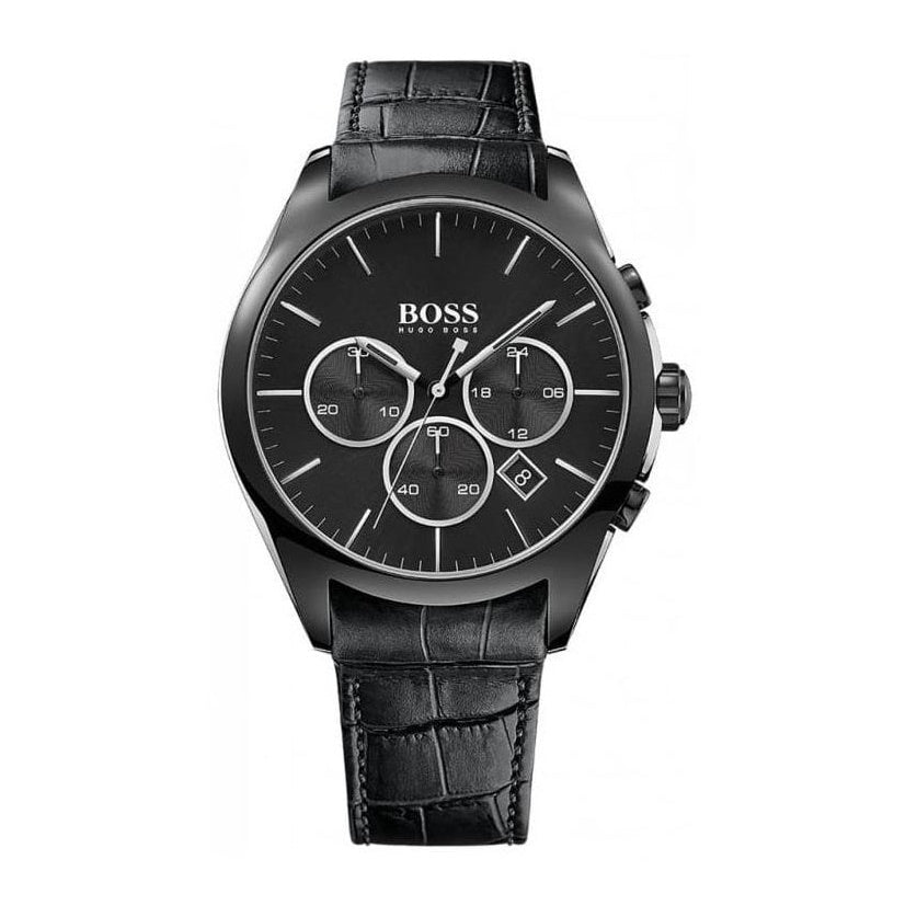  Shop Authentic Hugo Boss Onyx Black Dial Black Leather Strap Watch for Men - 1513367 - Luxxuri