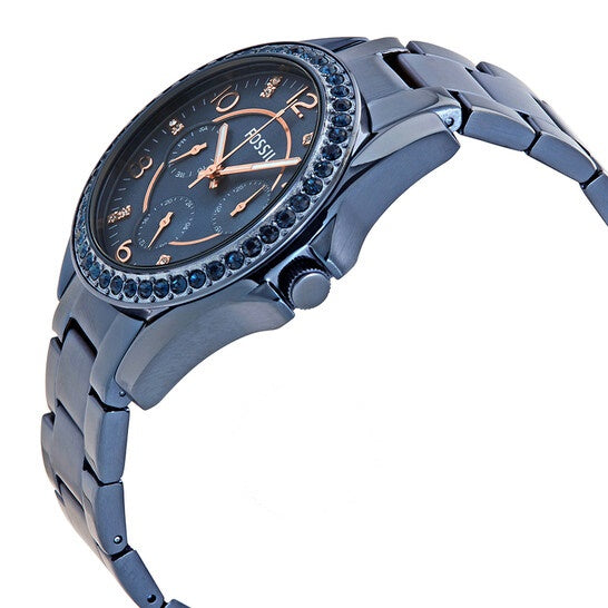  Shop Authentic Fossil Riley Quartz Blue Dial Blue Steel Strap Watch for Women - ES4294 - Luxxuri