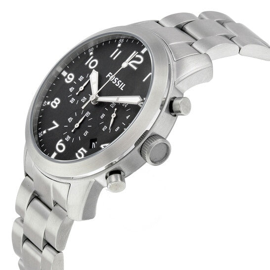  Shop Authentic Fossil Pilot Chronograph Black Dial Silver Steel Strap Watch for Men - FS5141 - Luxxuri