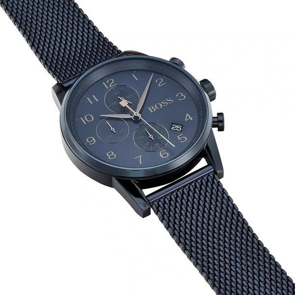  Shop Authentic Hugo Boss Navigator Chronograph Blue Dial Blue Mesh Bracelet Watch for Men - 1513538 - Luxxuri