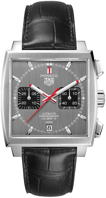  Shop Authentic Tag Heuer Monaco Calibre 12 Final Edition Chronograph Grey Dial Black Leather Strap Watch for Men - CAW211J.FC6476 - Luxxuri