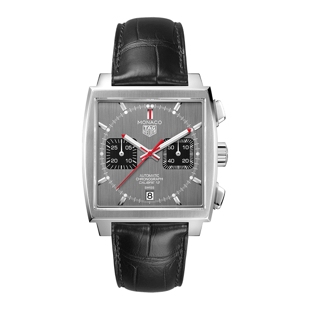  Shop Authentic Tag Heuer Monaco Calibre 12 Final Edition Chronograph Grey Dial Black Leather Strap Watch for Men - CAW211J.FC6476 - Luxxuri