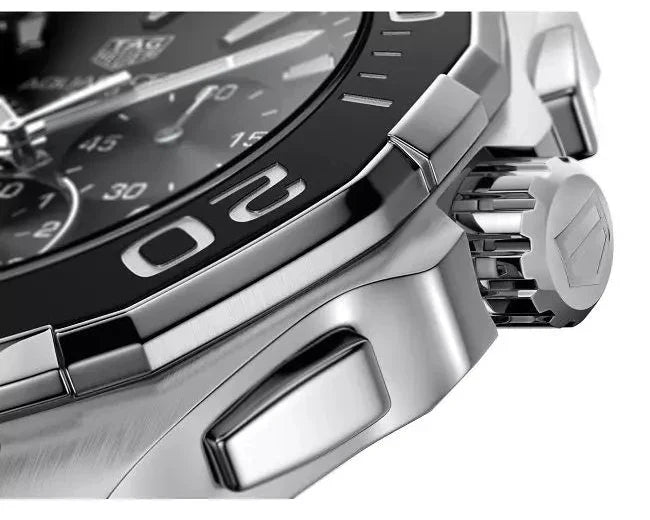  Shop Authentic Tag Heuer Aquaracer Quartz Chronograph Black Dial Silver Steel Strap Watch for Men - CAY111A.BA0927 - Luxxuri