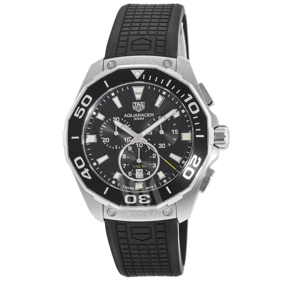  Shop Authentic Tag Heuer Carrera Aquaracer Quartz Chronograph Black Dial Black Rubber Strap Watch for Men - CAY111A.FT6041 - Luxxuri