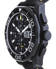  Shop Authentic Tag Heuer Aquaracer Chronograph PVD Black Dial Black Nylon Strap Watch for Men - CAY218A.FC6361 - Luxxuri