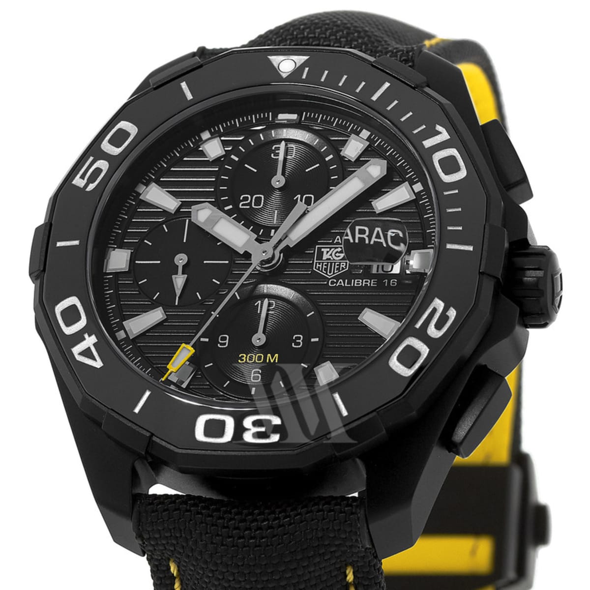  Shop Authentic Tag Heuer Aquaracer Chronograph PVD Black Dial Black Nylon Strap Watch for Men - CAY218A.FC6361 - Luxxuri