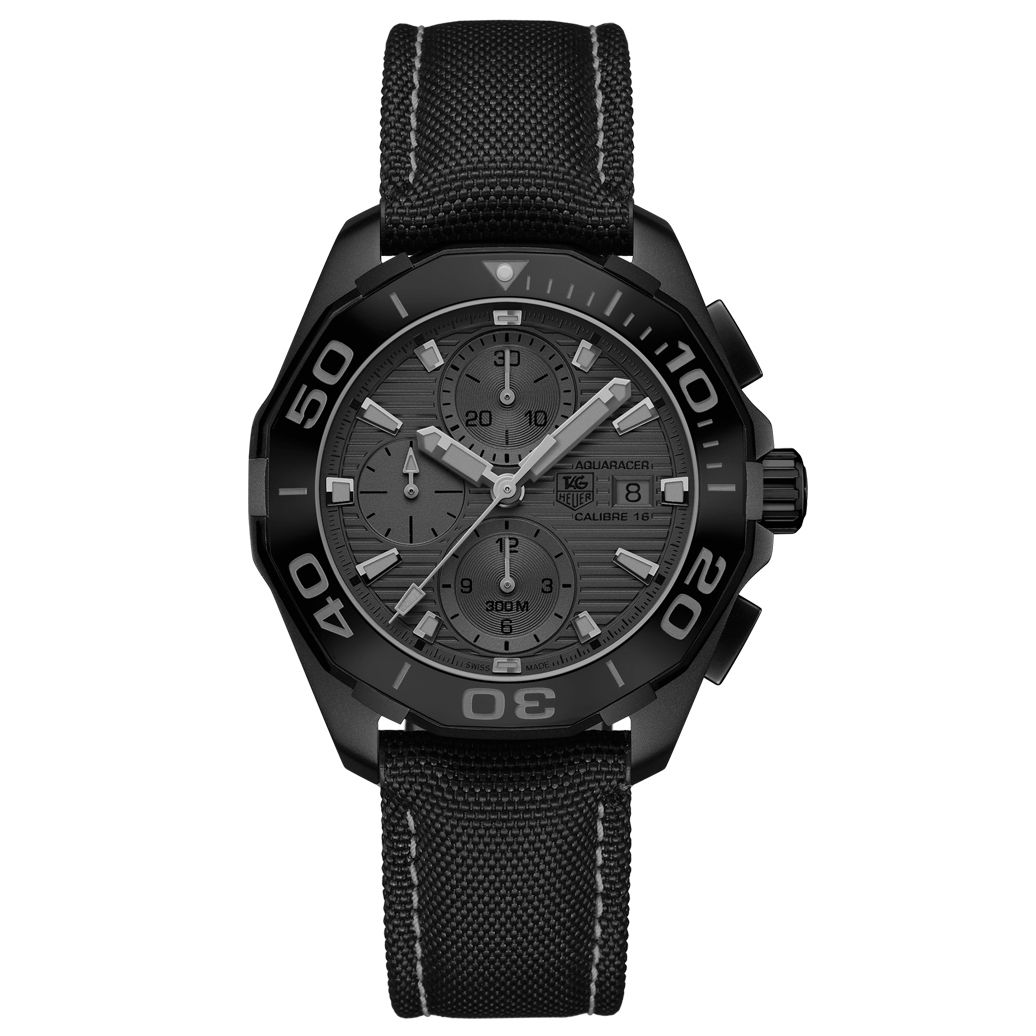  Shop Authentic Tag Heuer Aquaracer Automatic Chronograph Special Edition Titanium Grey Dial Black Leather Strap Watch for Men - CAY218B.FC6370 - Luxxuri