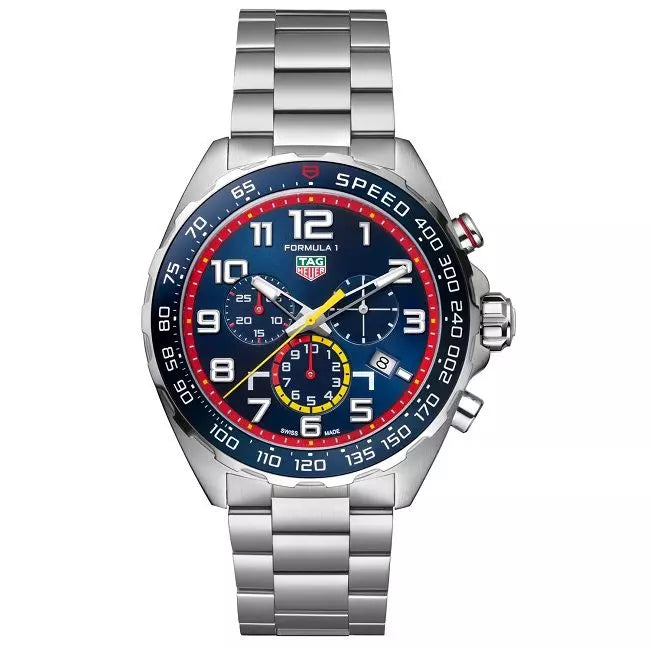  Shop Authentic Tag Heuer Formula 1 x Red Bull Racing Chronograph Blue Dial Silver Steel Strap Watch for Men - CAZ101AL.BA0842 - Luxxuri