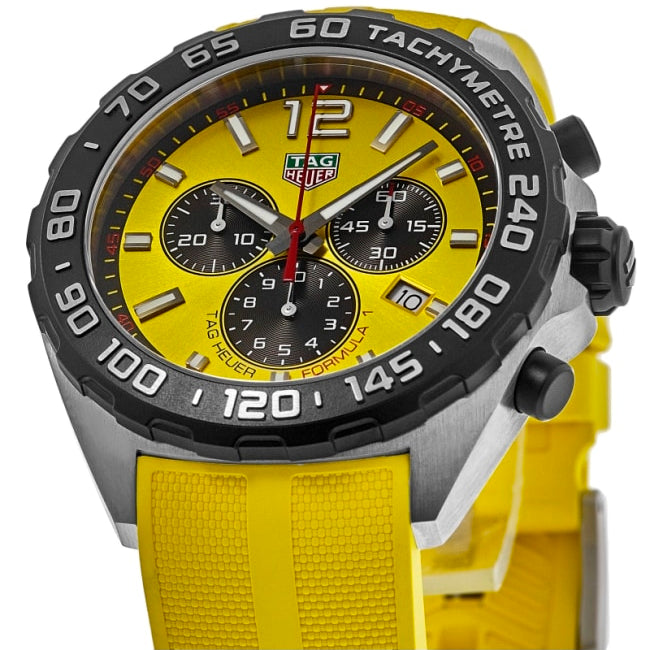  Shop Authentic Tag Heuer Formula 1 Chronograph Yellow Dial Yellow Rubber Strap Watch for Men - CAZ101AM.FT8054 - Luxxuri