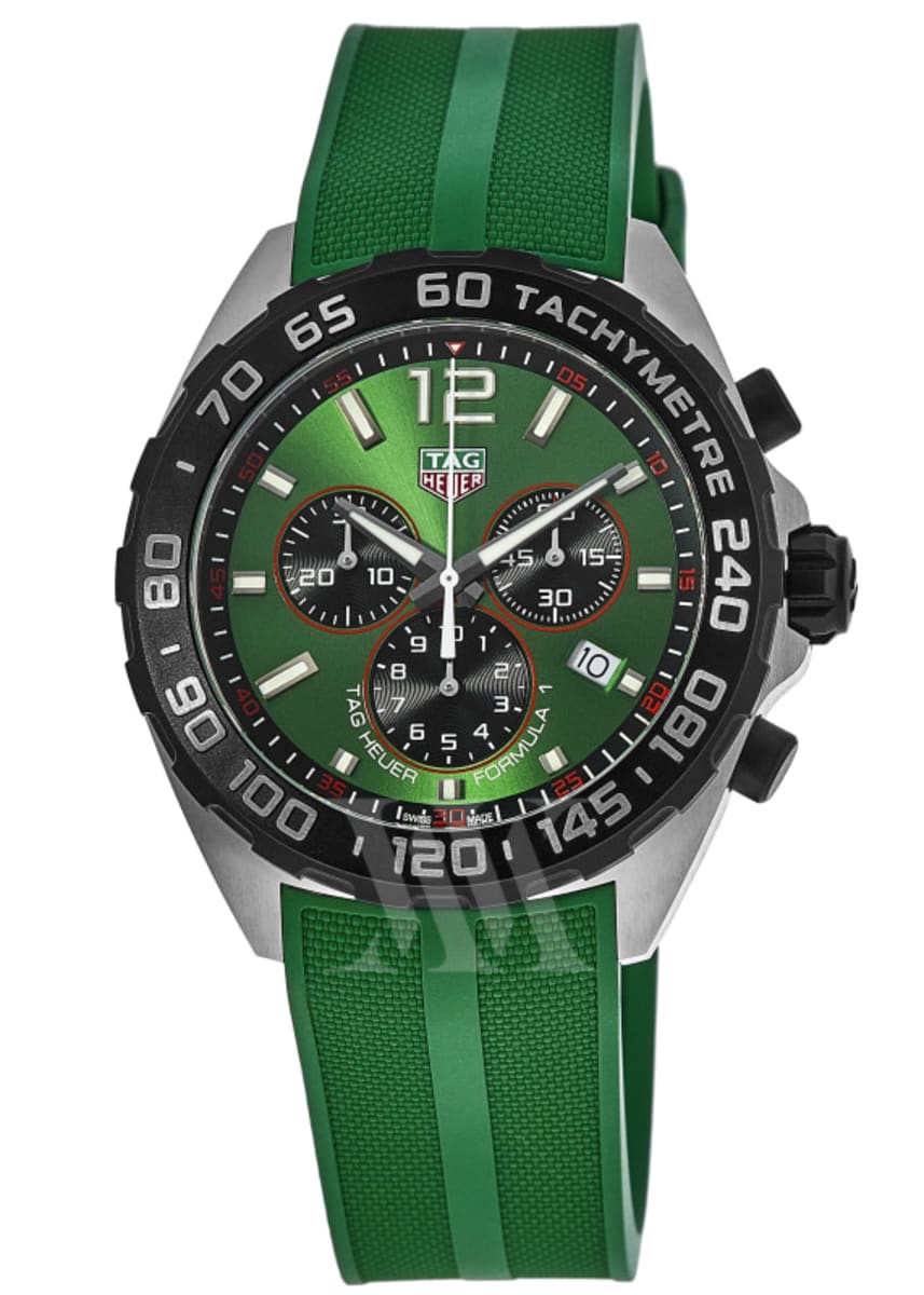  Shop Authentic Tag Heuer Formula 1 Chronograph Green Dial Green Rubber Strap Watch for Men - CAZ101AP.FT8056 - Luxxuri