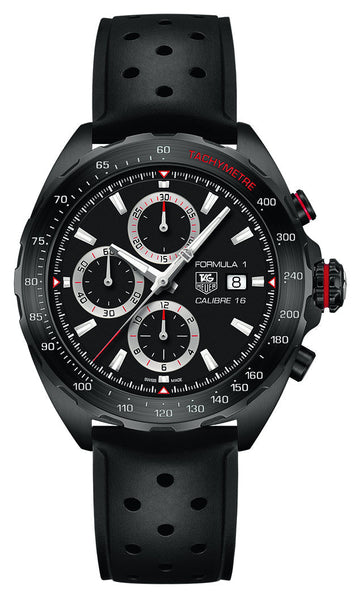  Shop Authentic Tag Heuer Formula 1 Automatic Chronograph Black Dial Black Leather Strap Watch for Men - CAZ2011.FT8024 - Luxxuri
