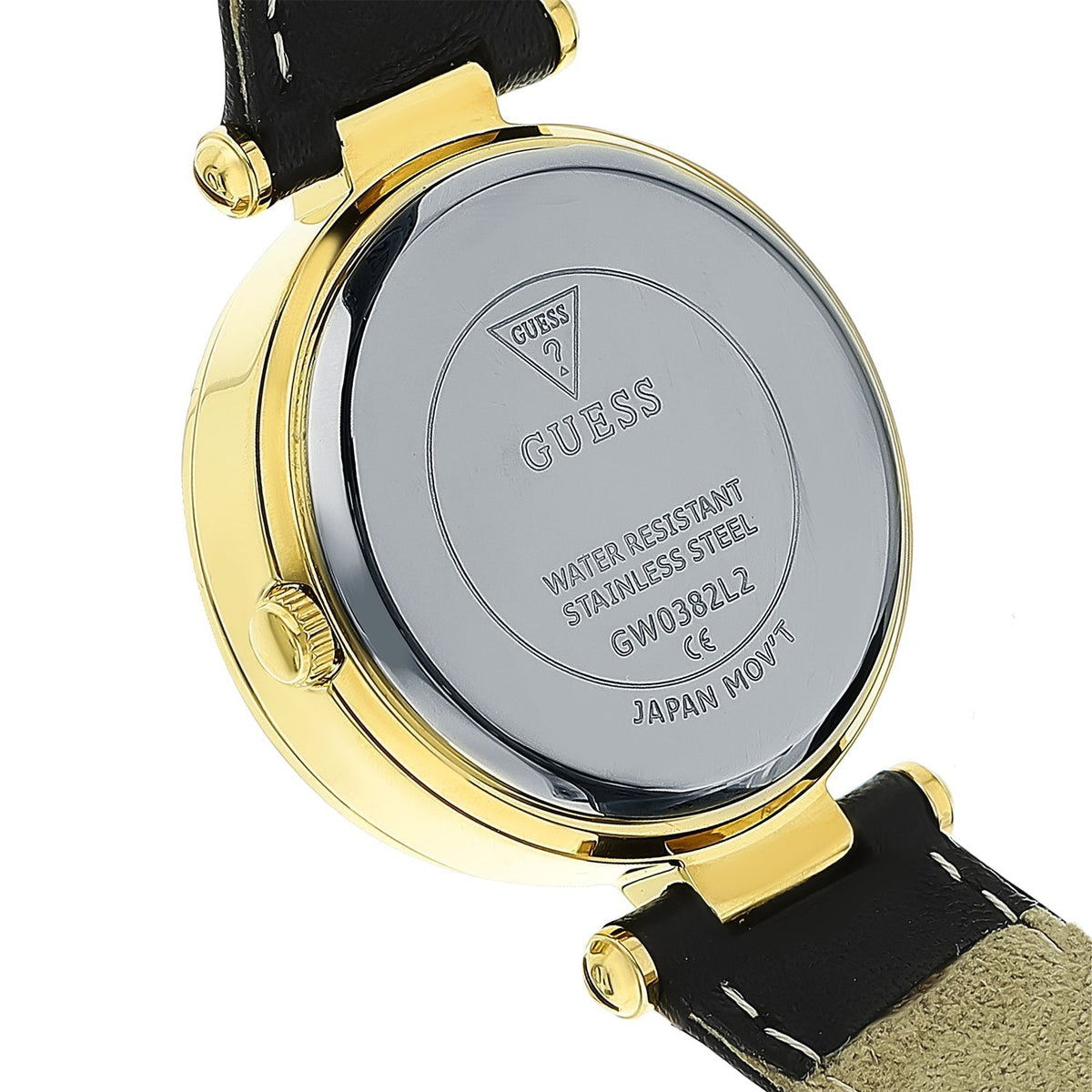  Shop Authentic Guess Park Avenue Quartz Gold Dial Black Leather Strap Watch For Women - W0838L1 - Luxxuri
