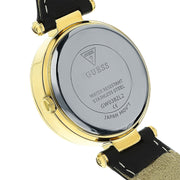  Shop Authentic Guess Park Avenue Quartz Gold Dial Black Leather Strap Watch For Women - W0838L1 - Luxxuri