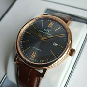  Shop Authentic IWC Portofino Automatic Grey Dial Brown Leather Strap Watch for Men - IW356511 - Luxxuri