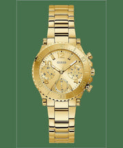  Shop Authentic Guess Cosmic Chronograph Gold Dial Gold Steel Strap Watch for Women - GW0465L1 - Luxxuri