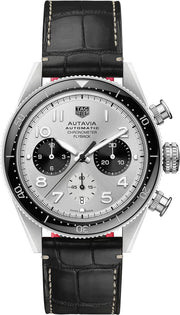  Shop Authentic Tag Heuer Autavia Chronometer Flyback Chronograph Silver Dial Black Leather Strap Watch for Men - CBE511B.FC8279 - Luxxuri