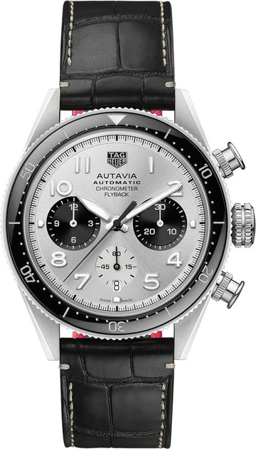  Shop Authentic Tag Heuer Autavia Chronometer Flyback Chronograph Silver Dial Black Leather Strap Watch for Men - CBE511B.FC8279 - Luxxuri