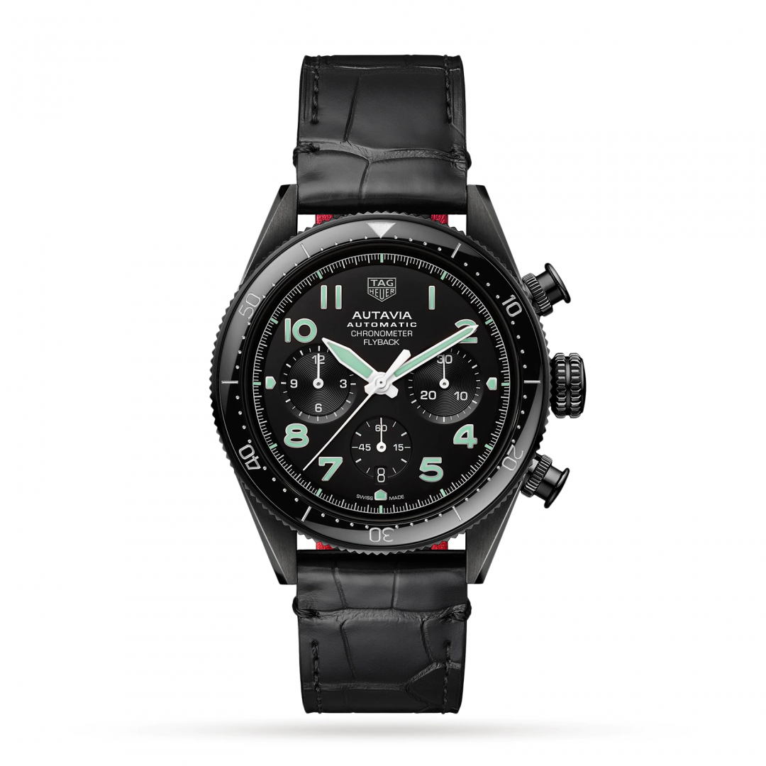  Shop Authentic Tag Heuer Autavia Chronometer Flyback Chronograph Black Dial Black Leather Strap Watch for Men - CBE511C.FC8280 - Luxxuri