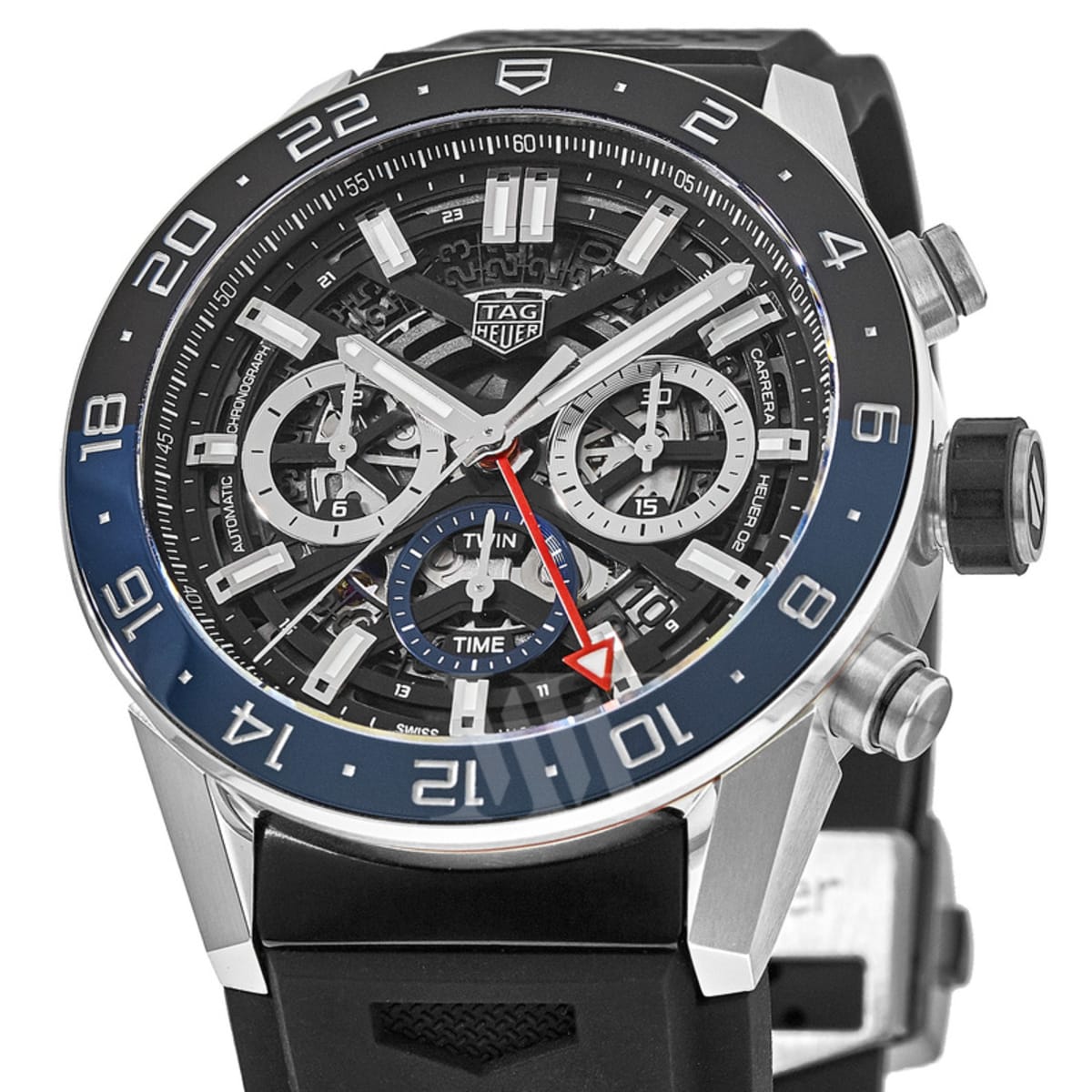  Shop Authentic Tag Heuer Carrera Automatic Chronograph Steel & Ceramic Black Dial Black Rubber Strap Watch for Men - CBG2A1Z.FT6157 - Luxxuri