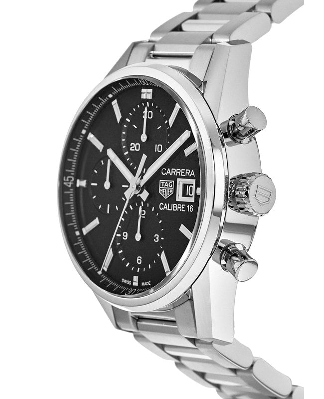  Shop Authentic Tag Heuer Carrera Automatic Chronograph Black Dial Silver Steel Strap Watch for Men - CBK2110.BA0715 - Luxxuri