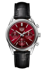  Shop Authentic Tag Heuer Carrera Automatic Chronograph Red Dial Black Leather Strap Watch for Men - CBK221G.FC6479 - Luxxuri