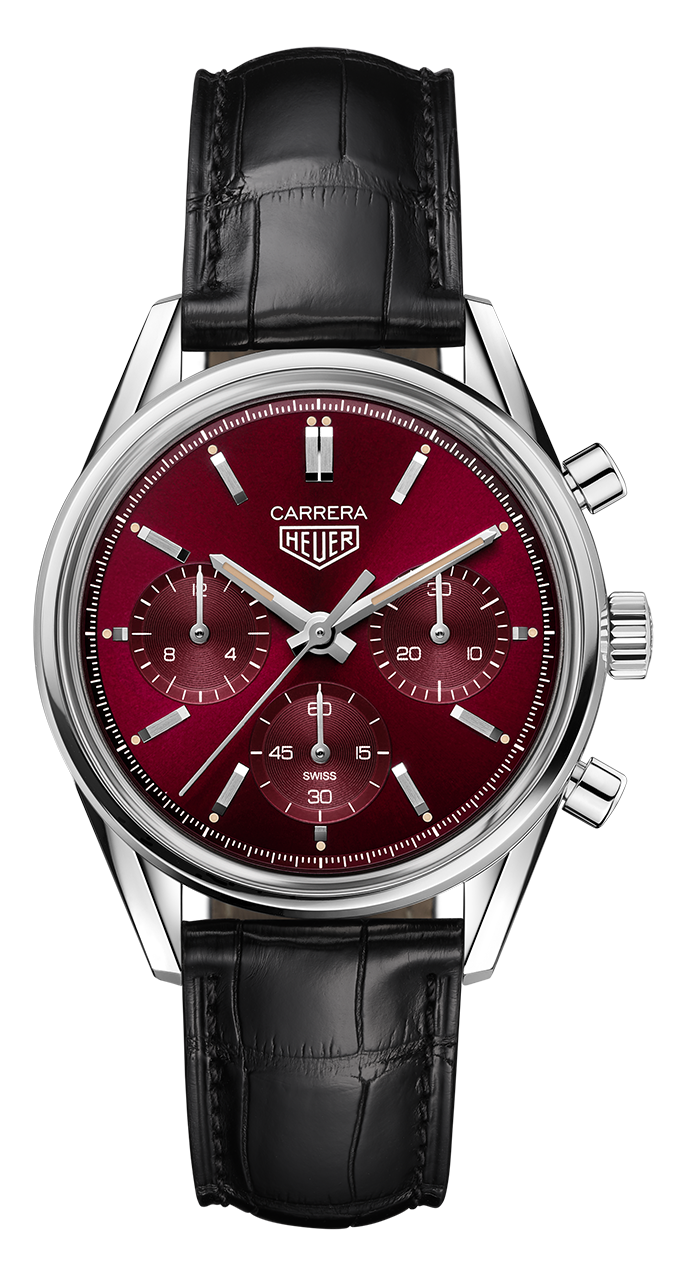  Shop Authentic Tag Heuer Carrera Automatic Chronograph Red Dial Black Leather Strap Watch for Men - CBK221G.FC6479 - Luxxuri
