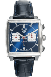  Shop Authentic Tag Heuer Monaco Automatic Chronograph Blue Dial Blue Leather Strap Watch for Men - CBL2111.FC6453 - Luxxuri