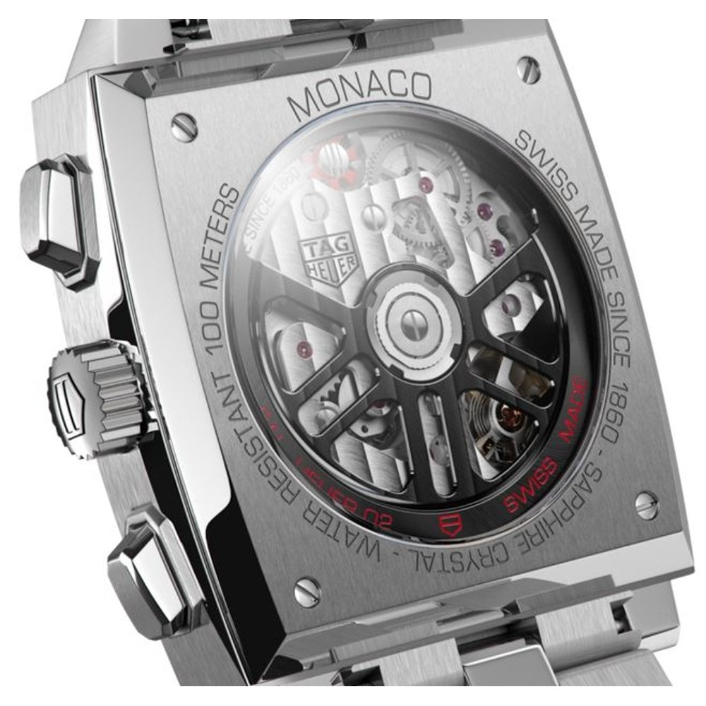  Shop Authentic Tag Heuer Monaco Automatic Chronograph Black Dial Silver Steel Strap Watch for Men - CBL2113.BA0644 - Luxxuri