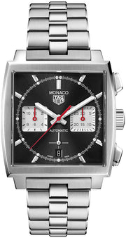  Shop Authentic Tag Heuer Monaco Automatic Chronograph Black Dial Silver Steel Strap Watch for Men - CBL2113.BA0644 - Luxxuri