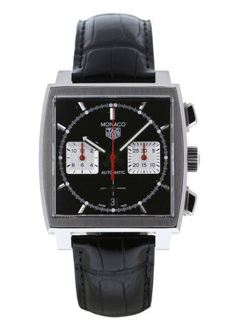 Shop Authentic Tag Heuer Monaco Automatic Chronograph Black Dial Black Leather Strap Watch for Men - CBL2113.FC6177 - Luxxuri