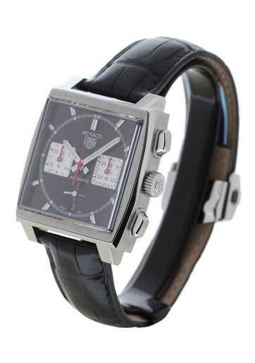  Shop Authentic Tag Heuer Monaco Automatic Chronograph Black Dial Black Leather Strap Watch for Men - CBL2113.FC6177 - Luxxuri