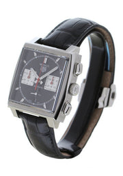  Shop Authentic Tag Heuer Monaco Automatic Chronograph Black Dial Black Leather Strap Watch for Men - CBL2113.FC6177 - Luxxuri