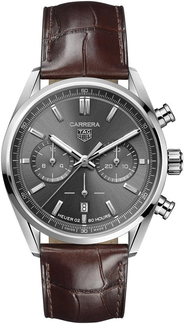  Shop Authentic Tag Heuer Carrera Chronograph Grey Dial Brown Leather Strap Watch for Men - CBN2012.FC6483 - Luxxuri