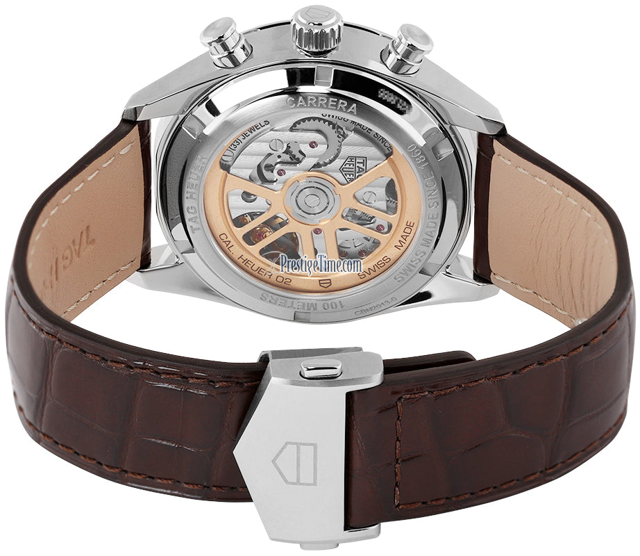  Shop Authentic Tag Heuer Carrera Chronograph White Dial Brown Leather Strap Watch for Men - CBN2013.FC6483 - Luxxuri