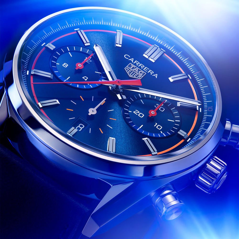  Shop Authentic Tag Heuer Carrera Chronograph Blue Dial Blue Leather Strap Watch for Men - CBN201D.FC6543 - Luxxuri