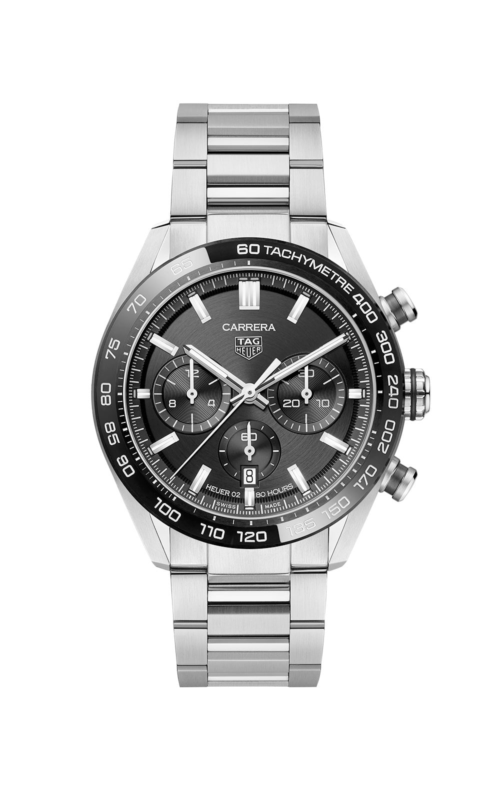  Shop Authentic Tag Heuer Carrera Automatic Chronograph Black Dial Silver Steel Strap Watch for Men - CBN2A1B.BA0643 - Luxxuri