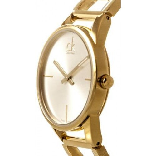 Shop Authentic Calvin Klein Stately Silver Dial Gold Steel Strap Watch for Women - K3G23526 - Luxxuri