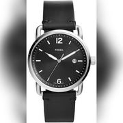  Shop Authentic Fossil The Commuter Black Dial Black Leather Strap Watch for Men - FS5406 - Luxxuri