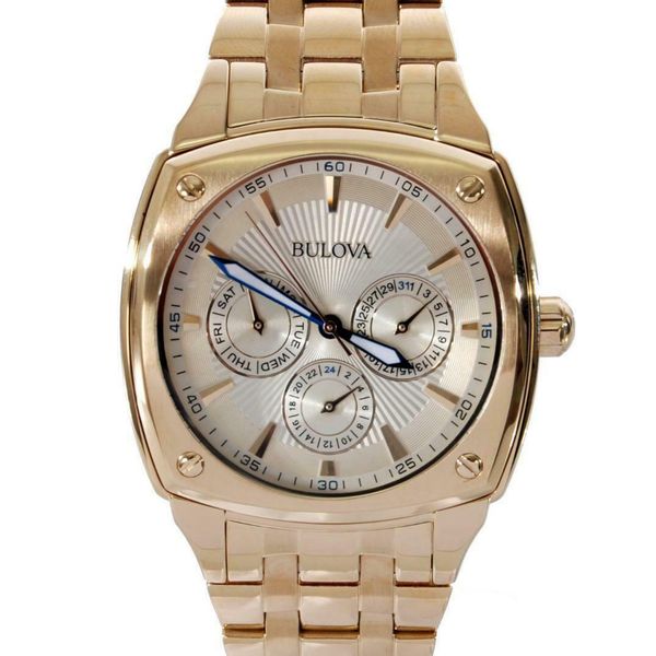  Shop Authentic Bulova Multifunction White Dial Gold Steel Strap Watch for Men - 97C105 - Luxxuri