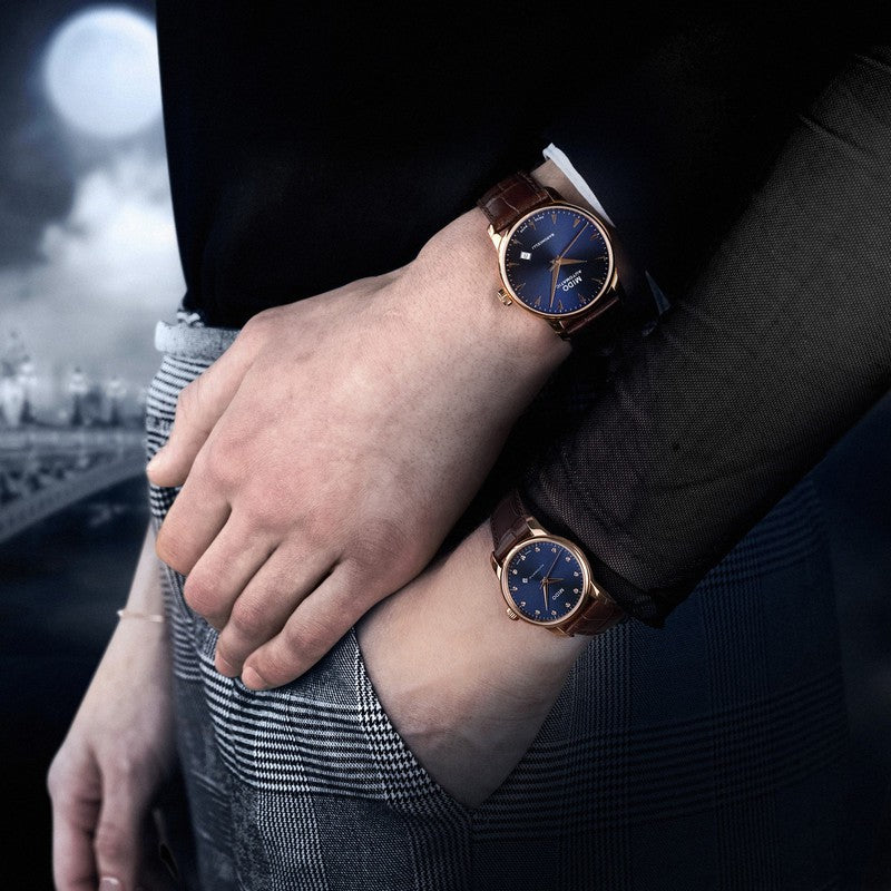  Shop Authentic Mido Baroncelli Automatic Midnight Blue Dial Brown Leather Strap Watch For Women - M7600.3.65.8 - Luxxuri