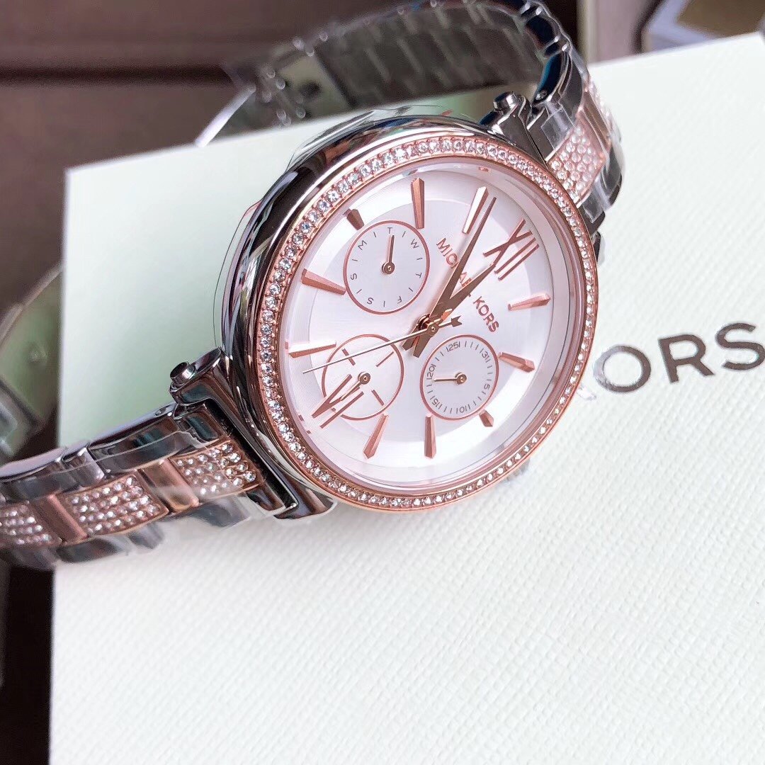  Shop Authentic Michael Kors Sofie Chronograph White Dial Two Tone Steel Strap Watch For Women - MK4353 - Luxxuri