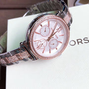  Shop Authentic Michael Kors Sofie Chronograph White Dial Two Tone Steel Strap Watch For Women - MK4353 - Luxxuri