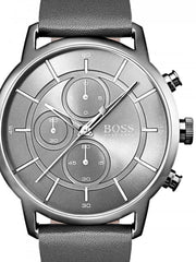  Shop Authentic Hugo Boss Architectural Grey Dial Grey Leather Strap Watch for Men - 1513570 - Luxxuri