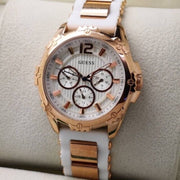  Shop Authentic Guess Intrepid White Dial Two Tone Silicone Strap Watch For Women - W0325L2 - Luxxuri