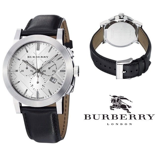  Shop Authentic Burberry The City Chronograph White Dial Black Leather Strap Watch for Men - BU9355 - Luxxuri