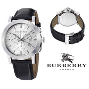  Shop Authentic Burberry The City Chronograph White Dial Black Leather Strap Watch for Men - BU9355 - Luxxuri