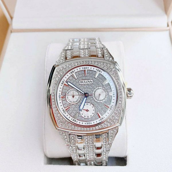  Shop Authentic Bulova Crystal Collection Phantom Silver Dial Silver Steel Strap Watch for Men - 96C002 - Luxxuri
